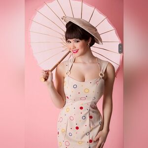 Bettie Page Bubble Print Wiggle Dress, VGUC, Size L